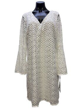 Karl Lagerfeld Paris White Lace Long-Sleeve Dress Size 16